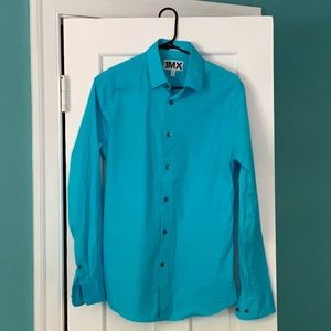 Express Extra slim fit turquoise button up